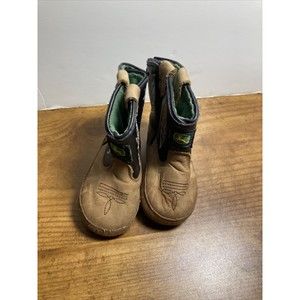 John Deere Infant Baby Girls Leather Crib Boots Shoes Black Brown 3 M Soft Soles